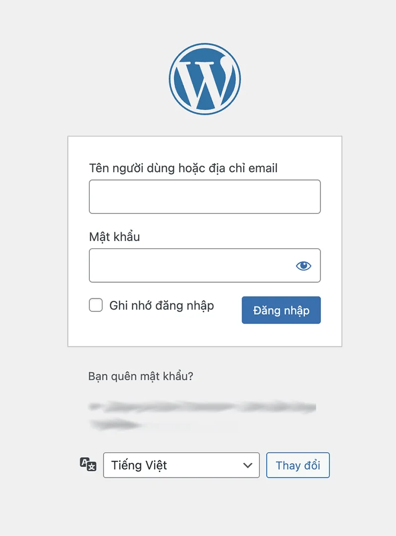 Màn hình đăng nhập WordPress