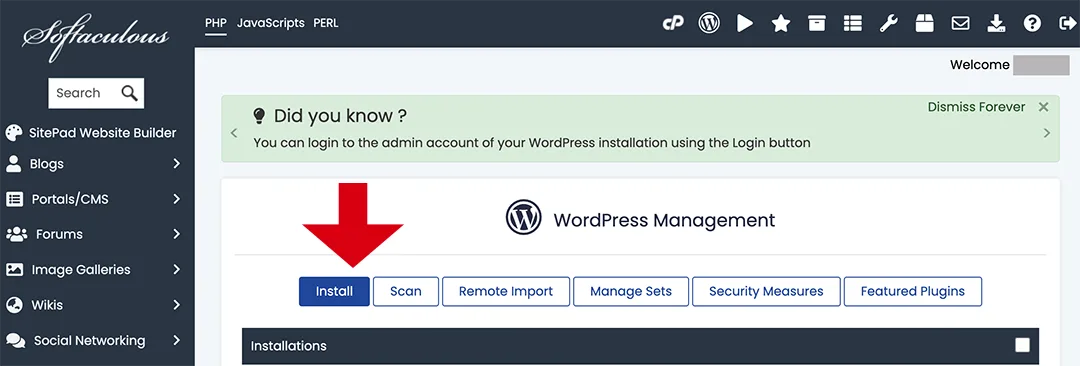 Màn hình cài đặt wordpress